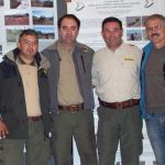 Algunos actores del exitoso programa: Juan Yone (Guardaparque), Aldo Delaloye (encargado del programa), Alfredo Reta (guardaparque  de Mendoza y ex encargado del programa) y Aristóbulo Maranta (biólogo y ex intendente del Parque Nacional El Palmar).